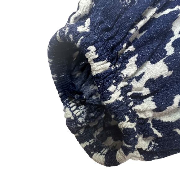 Zara Printed Tunic Mini Dress Blue White L Bohemian Peasant Long Sleeve Flowy - Picture 6 of 6